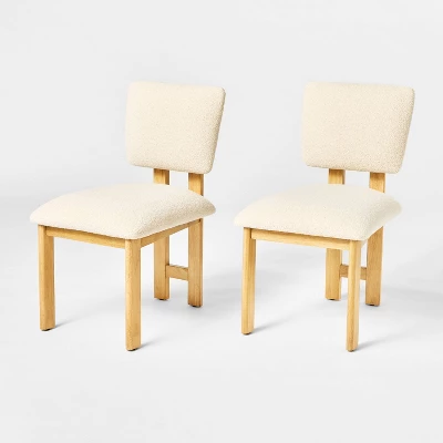 2pk Modern Upholstered Wood Dining Chair Cream - Threshold™ Designed With Studio McGee: Lacquered Rubberwood, Polyester Upholstery 3 2pk Modern Upholstered Wood Dining Chair Cream - Threshold™ Designed With Studio McGee: Lacquered Rubberwood, Polyester Upholstery