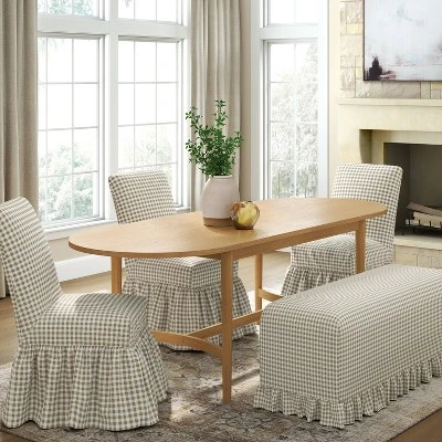 Ruffle Slipcover Dining Bench - Threshold™ Designed With Studio McGee 3 Ruffle Slipcover Dining Bench - Threshold™ Designed With Studio McGee