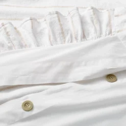 Yarn Dye Stripe With Ruffle Duvet Cover & Sham Set White/Khaki - Threshold™ With Studio McGee -Threshold GUEST 26ae6a9a 14ce 4755 ab74 fff6ecea6de3