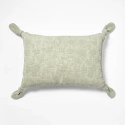 Lumbar Floral Jacquard Pillow With Corner Ties Green - Threshold Designed With Studio McGee -Threshold GUEST 29bd610e 003e 4b7e 901e acee35ef7cef