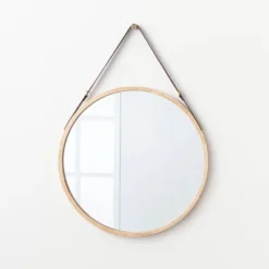 26" Wood Mirror With Pleather Strap Hanger - Threshold™ Designed With Studio McGee -Threshold GUEST 2dcb4778 974a 4df9 97e6 162547563357