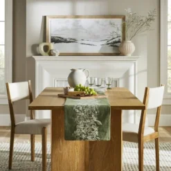 14"x72" Floral Table Runner - Threshold™ Designed With Studio McGee: Modern Cotton Botanical Table Linens, Spring Decor