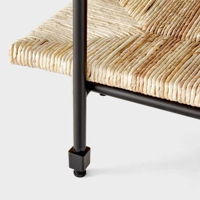 Metal And Rush Weave Top Console Table Black - Threshold™ Designed With Studio McGee: Mahogany Frame, Square Entryway Table 5 Metal And Rush Weave Top Console Table Black - Threshold™ Designed With Studio McGee: Mahogany Frame, Square Entryway Table - Image 3