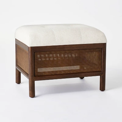 Woodspring Cane Base Ottoman Dark Walnut/Cream - Threshold™ Designed With Studio McGee 4 Woodspring Cane Base Ottoman Dark Walnut/Cream - Threshold™ Designed With Studio McGee - Image 2