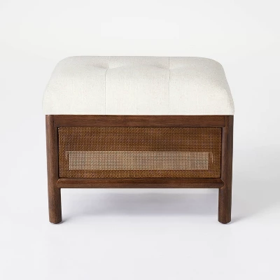 Woodspring Cane Base Ottoman Dark Walnut/Cream - Threshold™ Designed With Studio McGee 8 Woodspring Cane Base Ottoman Dark Walnut/Cream - Threshold™ Designed With Studio McGee - Image 6