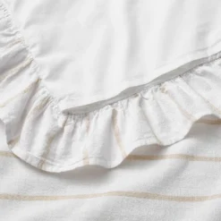 Yarn Dye Stripe With Ruffle Duvet Cover & Sham Set White/Khaki - Threshold™ With Studio McGee -Threshold GUEST 716fa626 9b9c 4bef 93d7 b6e446f33644