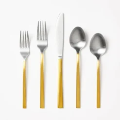Two-Tone Kitchen Flatware Set Gold - Threshold™ Designed With Studio McGee: Dishwasher Safe, Stainless Steel, 5-Piece Set -Threshold GUEST 72c328d0 ea7f 40b2 bce8 8249869e15f0