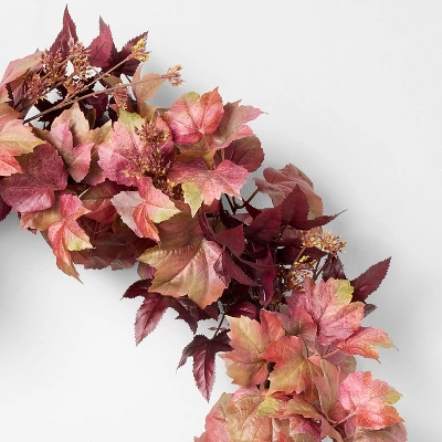 30" XL Mixed Leaf Artificial Wreath Red - Threshold™ Designed With Studio McGee 4 30" XL Mixed Leaf Artificial Wreath Red - Threshold™ Designed With Studio McGee - Image 2