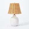 18.5"x11" Ceramic Table Lamp With Rattan Shade White - Threshold™ Designed With Studio McGee: Nightstand Wicker Lighting -Threshold GUEST 84601444 c7ee 424e 90ba b44c3bc125cd 1