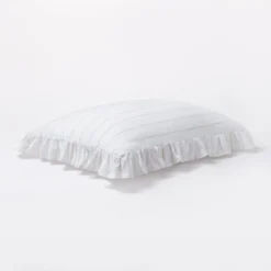 Yarn Dye Stripe With Ruffle Duvet Cover & Sham Set White/Khaki - Threshold™ With Studio McGee -Threshold GUEST 8d00d53c 8e68 431e 915c b14decd735d9