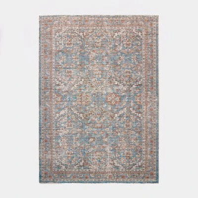 Persian Printed Poly/Wool Handmade Tufted Area Rug Blue/Brown - Threshold™ Designed With Studio McGee 6 Persian Printed Poly/Wool Handmade Tufted Area Rug Blue/Brown - Threshold™ Designed With Studio McGee - Image 4