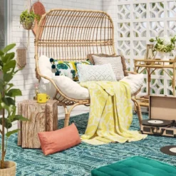 Wicker & Metal Outdoor Patio Chair, Egg Chair Natural - Threshold™ Designed With Studio McGee -Threshold GUEST 98121453 7012 488d ba4f 18f874372531