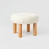 Kessler Round Tufted Faux Shearling Ottoman With Wood Legs Cream - Threshold™ Designed With Studio McGee -Threshold GUEST a4fb0eb2 b0c6 4a47 9481 a0cb784d8cb9