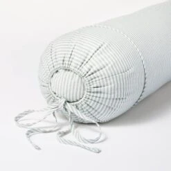 Oversized Bolster Woven Striped With Piping Cylinder Throw Pillow White/Light Teal Green - Threshold™ Designed With Studio McGee: Cotton Fabric -Threshold GUEST a67d3954 d411 44d1 95cf 3adbdfa7516b