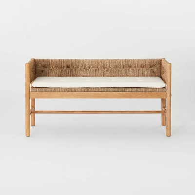Elden Wood Bench With Woven Back And Loose Cushion Seat - Threshold™ Designed With Studio McGee 10 Elden Wood Bench With Woven Back And Loose Cushion Seat - Threshold™ Designed With Studio McGee - Image 8