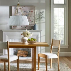 Pendant With Pleated Shade Ceiling Light White - Threshold™ Designed With Studio McGee: Elegant Iron & Cotton Fixture, UL Listed -Threshold GUEST ad535482 38f2 46d4 83c6 3b8a19114fbf