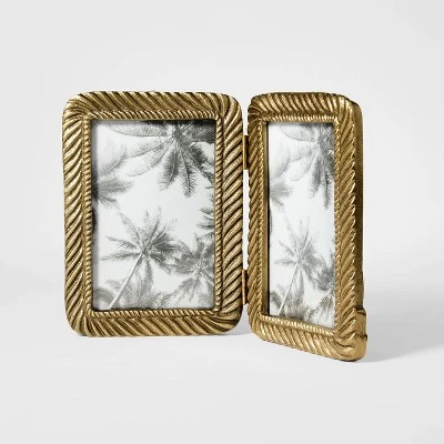 4"x6" Metal Rope Folding Picture Frame Brass - Threshold™ Designed With Studio McGee 4 4"x6" Metal Rope Folding Picture Frame Brass - Threshold™ Designed With Studio McGee - Image 2