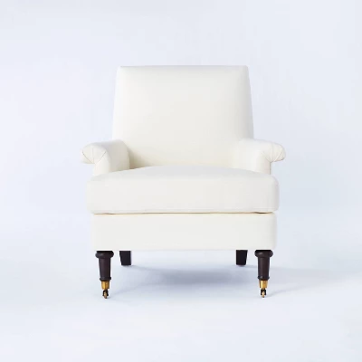 Mercer Rolled Upholstered Arm Chair With Casters Cream - Threshold™ Designed With Studio McGee 4 Mercer Rolled Upholstered Arm Chair With Casters Cream - Threshold™ Designed With Studio McGee - Image 2