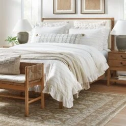 Yarn Dye Stripe With Ruffle Duvet Cover & Sham Set White/Khaki - Threshold™ With Studio McGee -Threshold GUEST d9f3ef17 bb74 4a71 aa75 81d605cb2f38