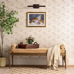 Floral Striped Wallpaper Pearl - Threshold™ Designed With Studio McGee: Pearlescent Removable Self-Adhesive Botanical Decor