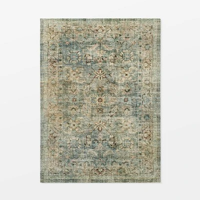 Ledges Digital Floral Print Distressed Persian Rug Green - Threshold™ Designed By Studio McGee 8 Ledges Digital Floral Print Distressed Persian Rug Green - Threshold™ Designed By Studio McGee - Image 6