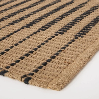 Reseda Hand Woven Striped Jute Cotton Area Rug Black - Threshold™ Designed With Studio McGee 4 Reseda Hand Woven Striped Jute Cotton Area Rug Black - Threshold™ Designed With Studio McGee - Image 2