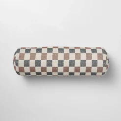 Bolster Woven Check Pillow Neutral/Navy/Burgundy - Threshold™ Designed With Studio McGee -Threshold GUEST f53d7b27 23fc 40cc ace0 9ce3b5f805bd