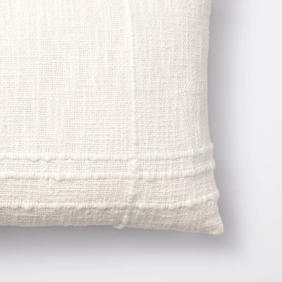 Bed Lumbar Texture Tonal Plaid Decorative Throw Pillow Off White - Threshold™ Designed With Studio McGee: Cotton & Acrylic, Indoor Use 4 Bed Lumbar Texture Tonal Plaid Decorative Throw Pillow Off White - Threshold™ Designed With Studio McGee: Cotton & Acrylic, Indoor Use - Image 2