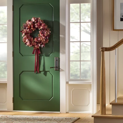 24" Mixed Leaf Artificial Fall Wreath Red - Threshold™ Designed With Studio McGee 3 24" Mixed Leaf Artificial Fall Wreath Red - Threshold™ Designed With Studio McGee